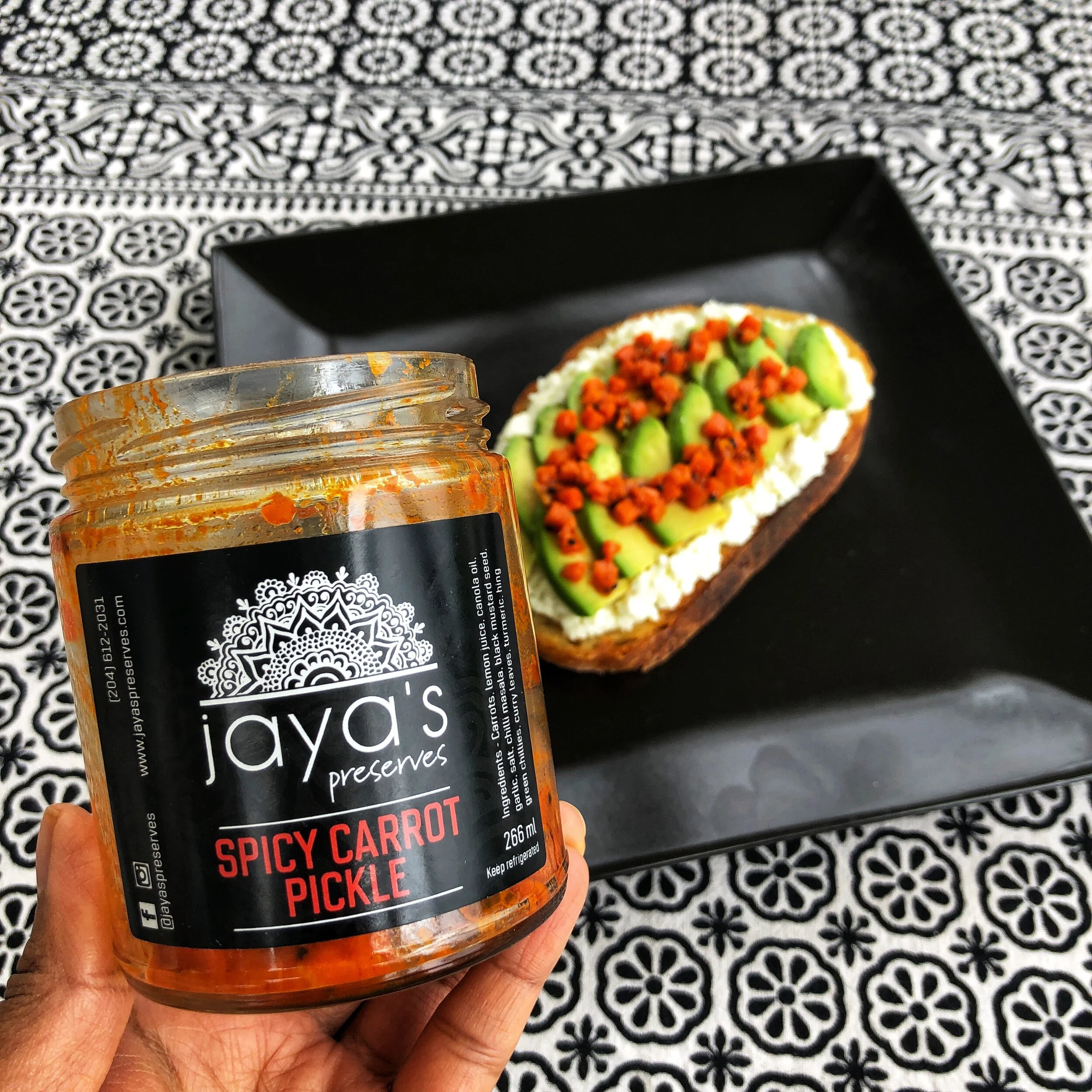 Spicy Carrot Pickle on avocado toast